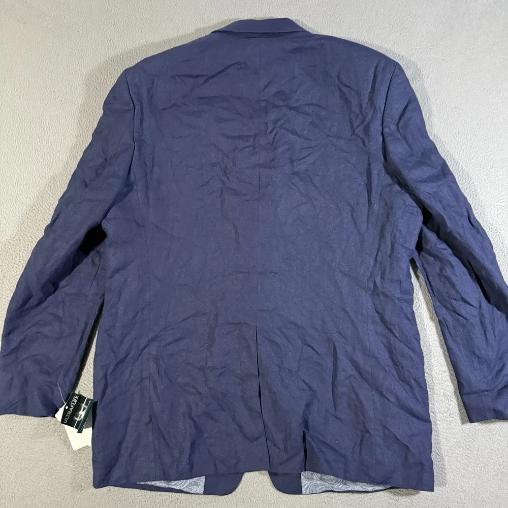 Lauren‎ Ralph Lauren Neat Blue Ultraflex Blazer Suit Jacket 46L $350 NWT